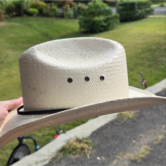 EDDY BROS* Western Cowboy Hat Formosan Straw Rodeo Ivory One Size 6.5" Brim MINT - Picture 2 of 3